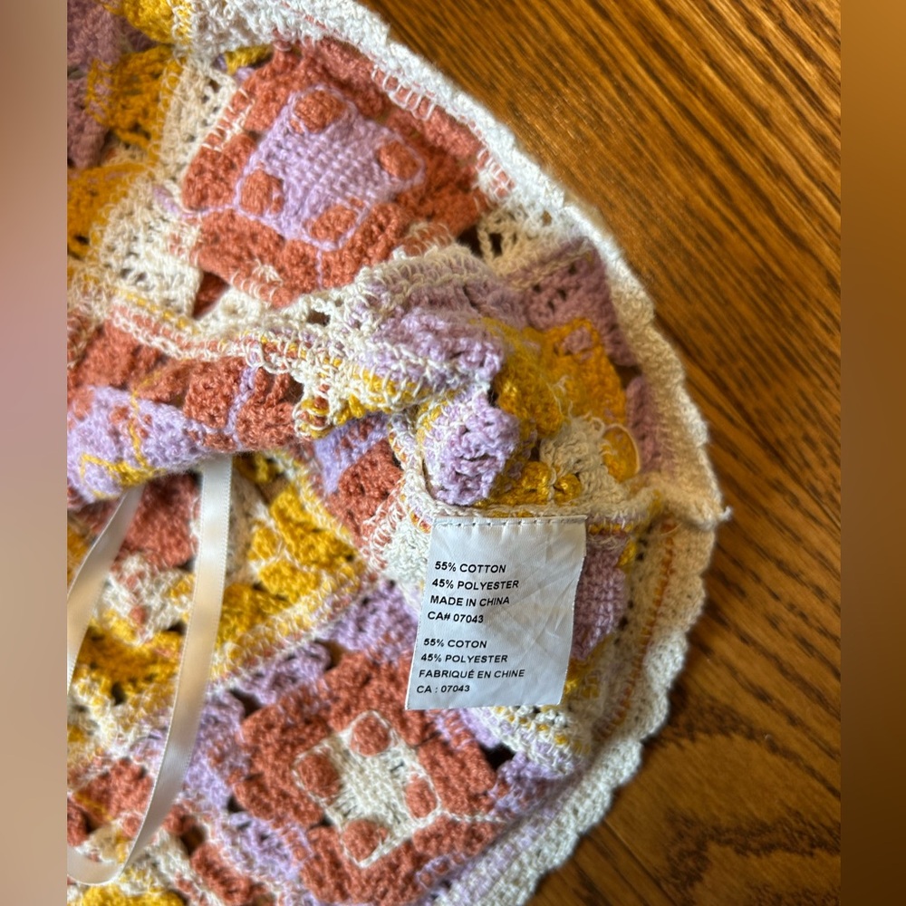Bohemian Festival Granny Square Patchwork Indie Crochet Colourful Crop Top Small - Picture 7 of 7
